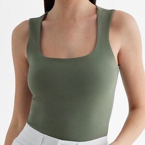 Express 🆕 NWT Body Contour Stretch Cotton Scoop Neck Tank, Women’s Large, Green